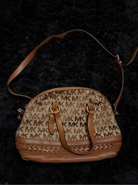 Michael Kors Tan/Brown MK Logo Dome Satchel